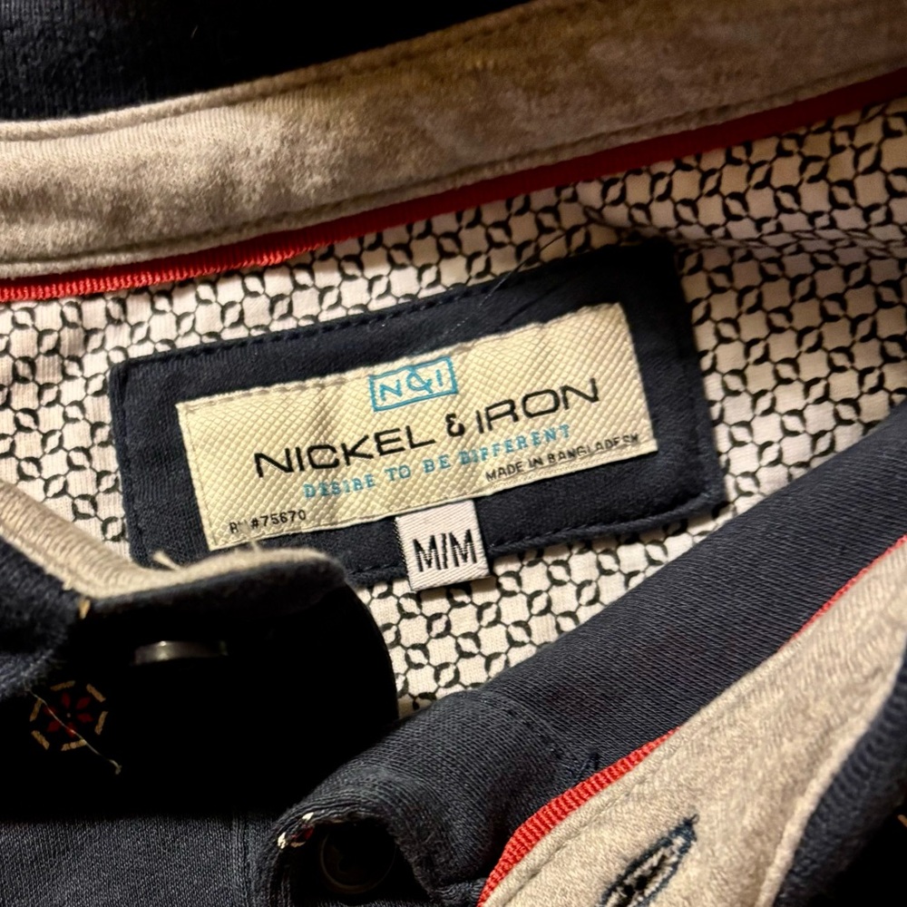 Men's Nickel & Iron Navy Polo Shirt with Floral Pattern - Picture 2 of 6